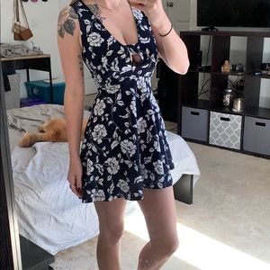 Navy Floral Skater Dress from Forever 21